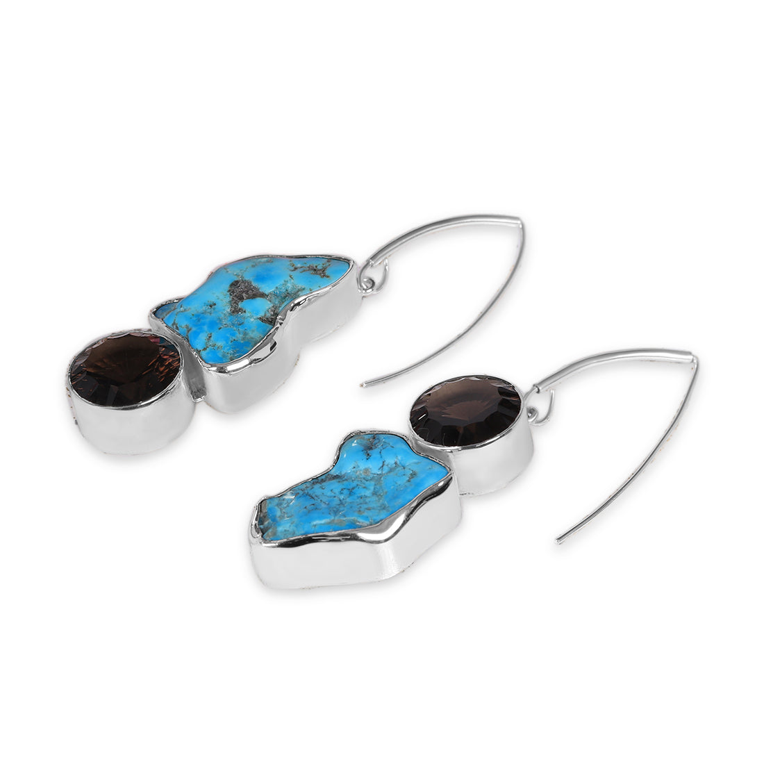 Earrings turquoise, smoky quartz