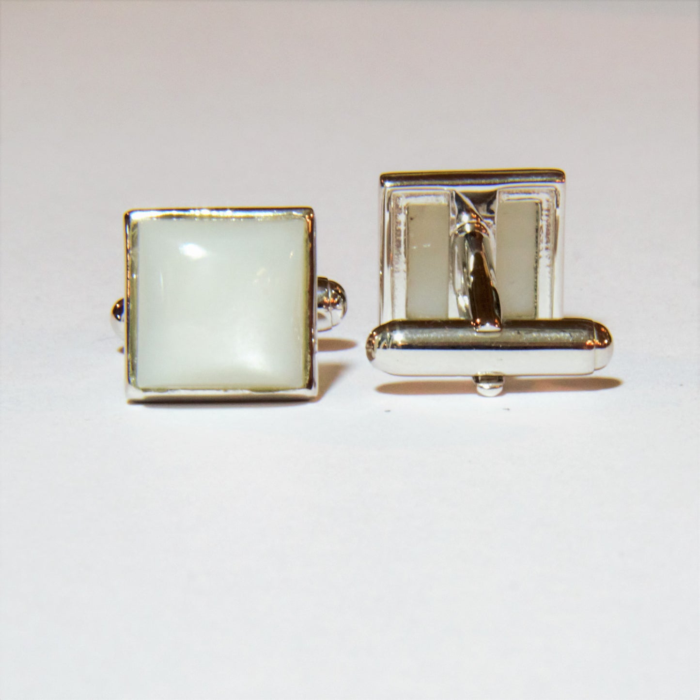 cufflinks, rainbow moonstone, silver 925