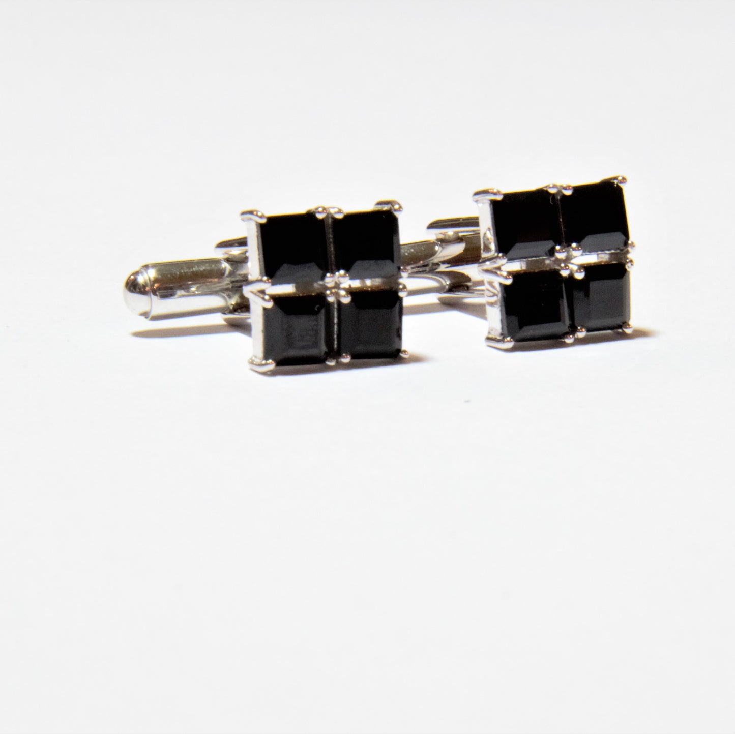 Cufflinks, Black spinel, silver 925